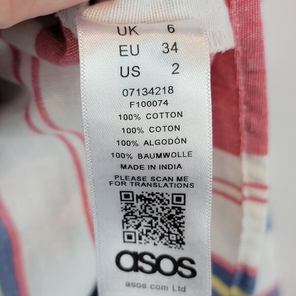 ASOS DESIGN Maternity Maxi Dress Womens Size 2 Tie Front Linen Stripe Cotton - Picture 14 of 15